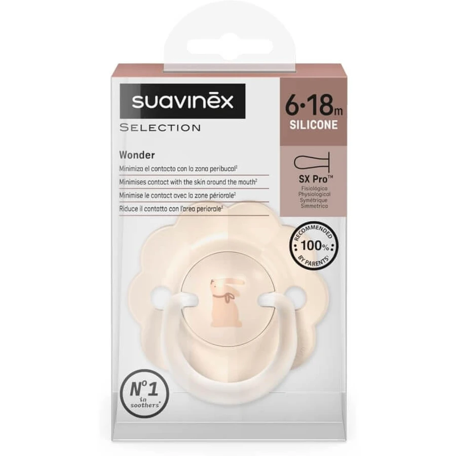 Suavinex Wonder - Chupete de silicona para bebés de 6 a 18 meses - Beige