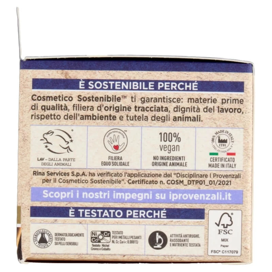 I Provenzali Argan - Crema de noche antirrugas ecológica con ácido hialurónico, 50 ml