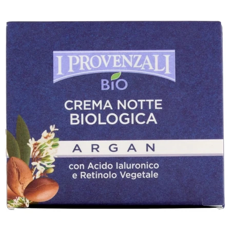 I Provenzali Argan - Crema de noche antirrugas ecológica con ácido hialurónico, 50 ml