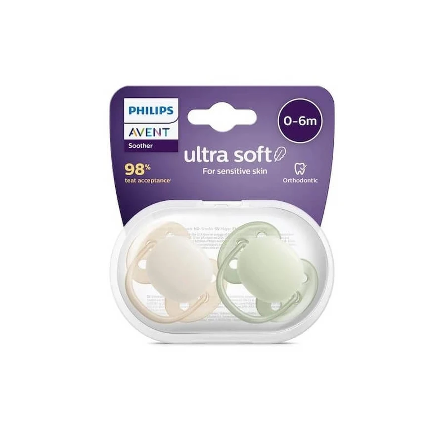 Chupetes Avent Ultra Soft - Teta de silicona, 0-6 meses, colores variados