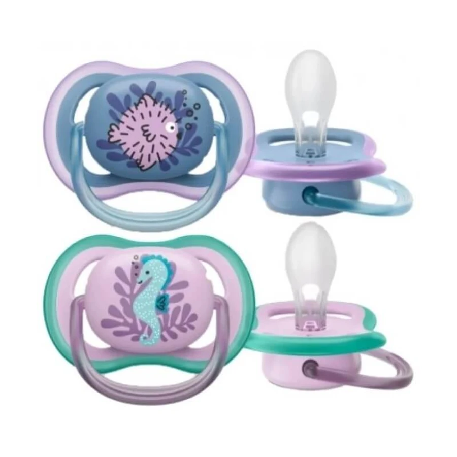 Avent Ultra Air Pacifiers - 2 orthodontic silicone pacifiers, 6–18 months