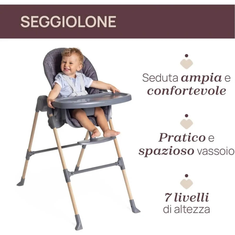 Chicco Polly Essential - High Chair - Coal