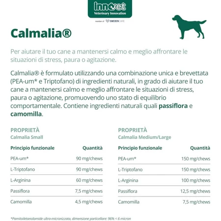 Innovet Calmalia Small – Ergänzungsfuttermittel für Hunde bei Angst und Stress, 30 Weichkautabletten