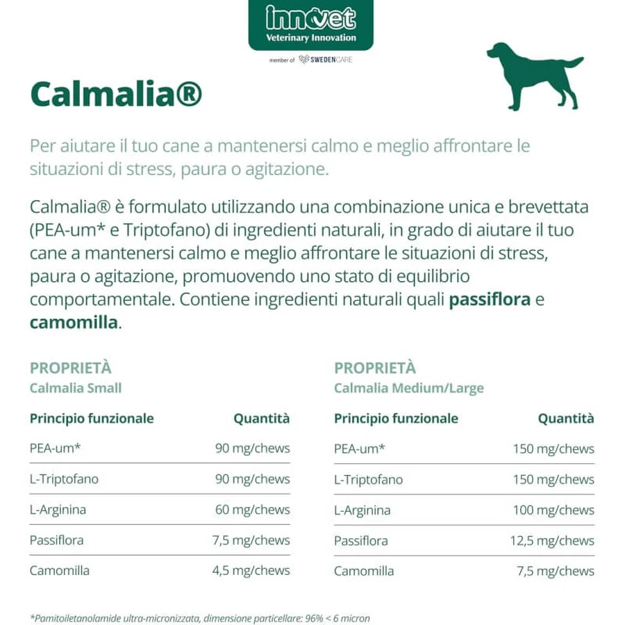 Innovet Calmalia Small – Ergänzungsfuttermittel für Hunde bei Angst und Stress, 30 Weichkautabletten