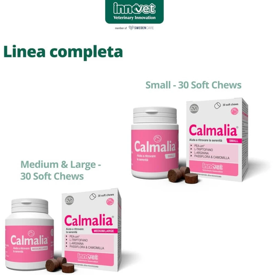 Innovet Calmalia Small – Ergänzungsfuttermittel für Hunde bei Angst und Stress, 30 Weichkautabletten
