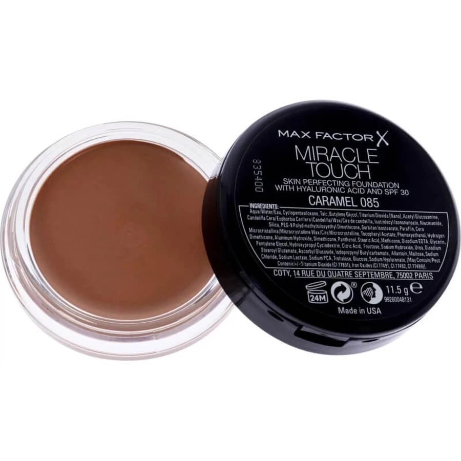 Max Factor Miracle Touch Liquid Illusion - Base de maquillaje de textura sólida a líquida - N.º 85 Caramel