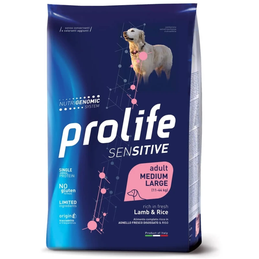 Prolife Sensitive Adult Lamb & Rice - Volledig voer voor gevoelige volwassen honden van middelgrote en grote rassen, 2,5 kg