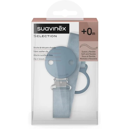 Suavinex Wonder - Fopspeenclip van stof, lichtblauw ontwerp