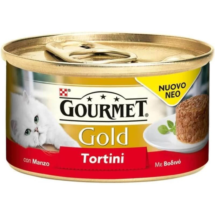 Purina Gourmet Gold Beef Bites - Volledig voer voor volwassen katten en drachtige of zogende katten, 85 g