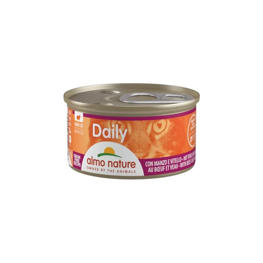Almo Nature Daily Rind und Kalbfleisch – Alleinfuttermittel für Katzen, 85 g