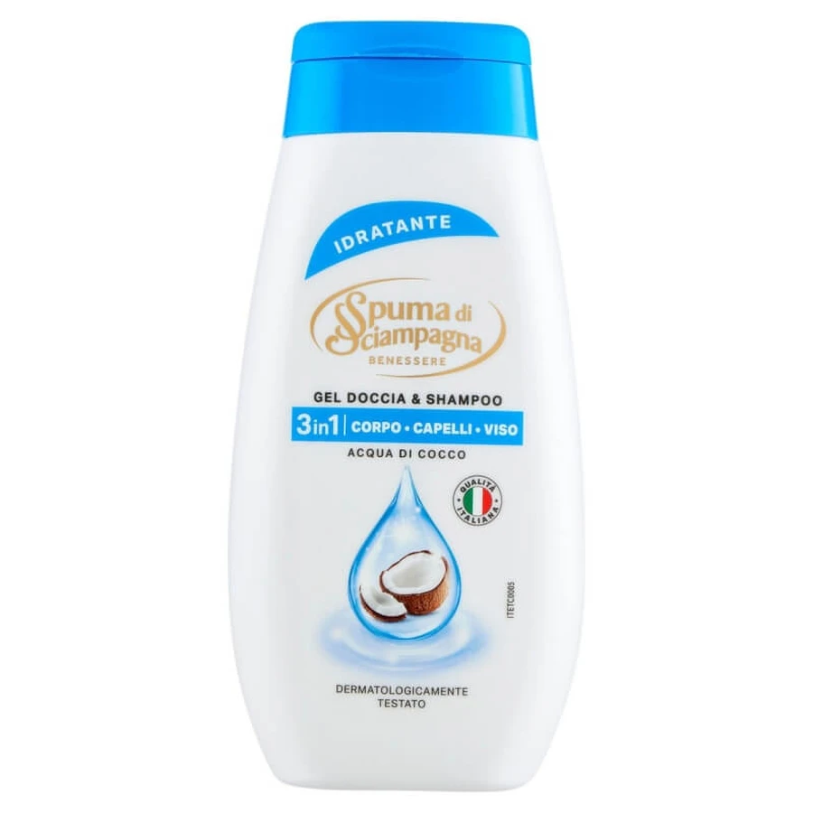 Champagne Foam Coconut Water - 3-in-1 Moisturizing Shower Gel &amp; Shampoo 250 ml