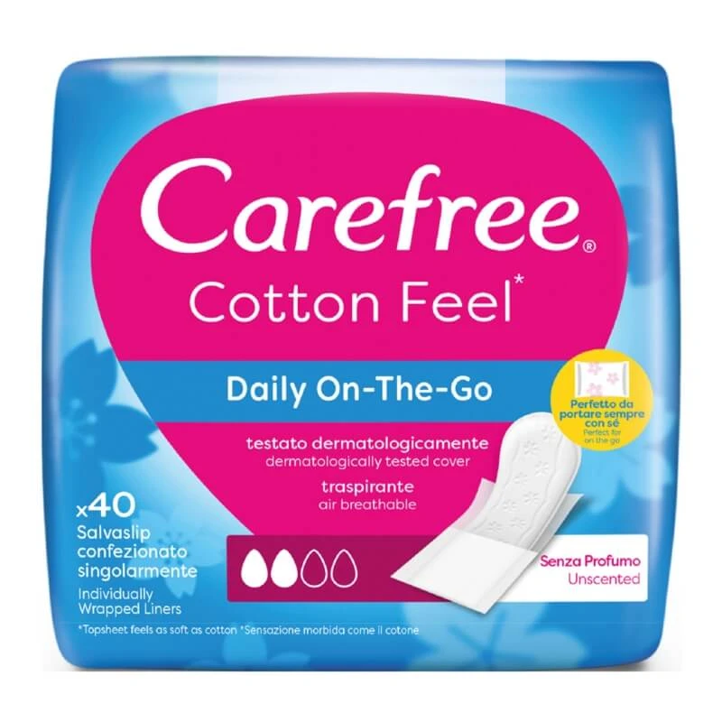 Carefree Daily On-the-Go 40 Ultra-Thin, Breathable Panty Liners