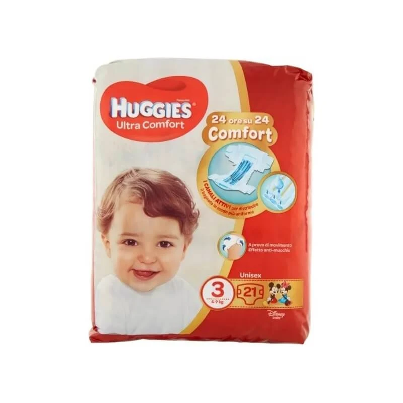 Huggies Ultra Comfort Unisex - 21 size 3 diapers (4 to 9 kg)
