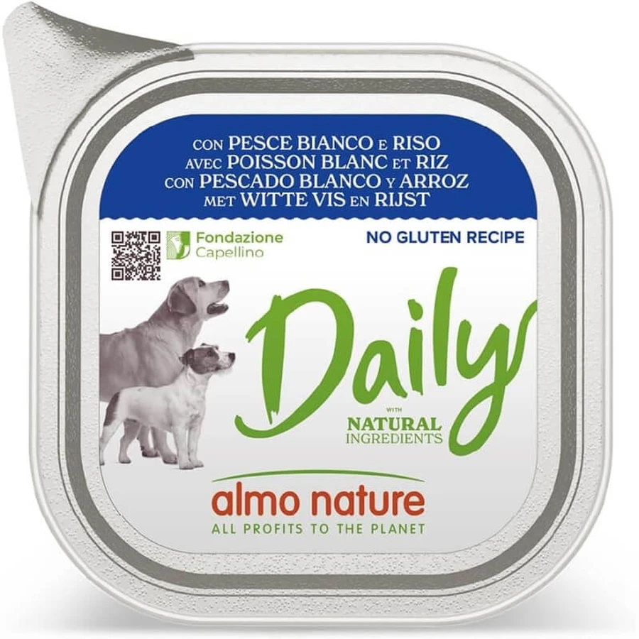 Almo Nature Daily Menu : Poisson blanc et riz - Aliment complet pour chiens adultes, 100 g