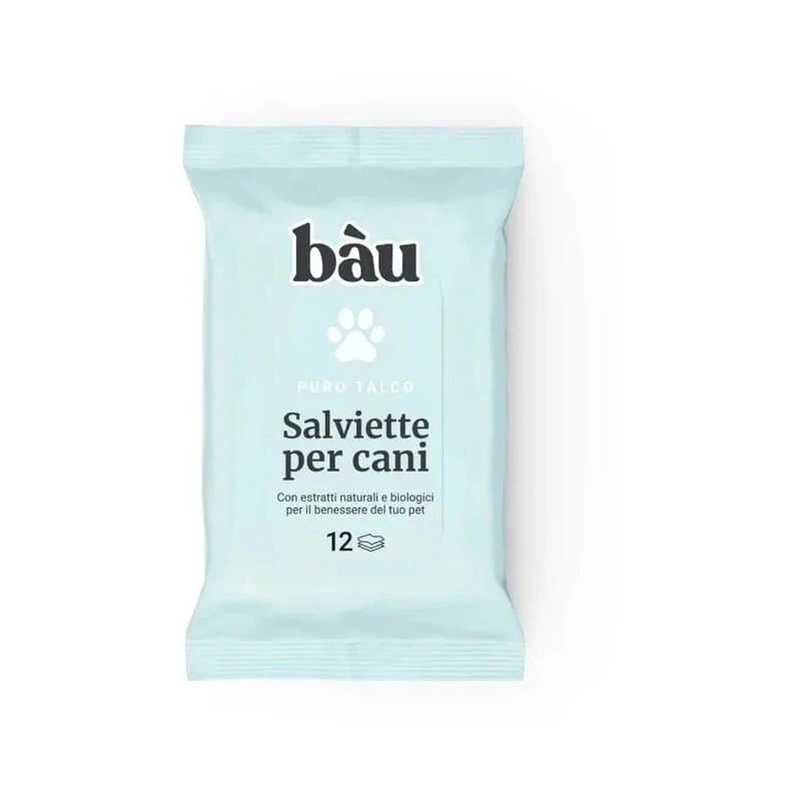 Bau Pure Talc Cosmetics - 12 toallitas para perros, 15 x 17 cm