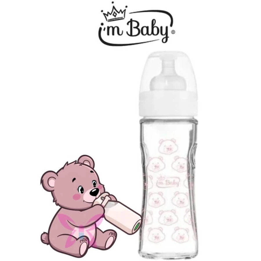 Ik ben de Baby Luxury glazen babyfles, vanaf 6 maanden, 300 ml, diverse kleuren