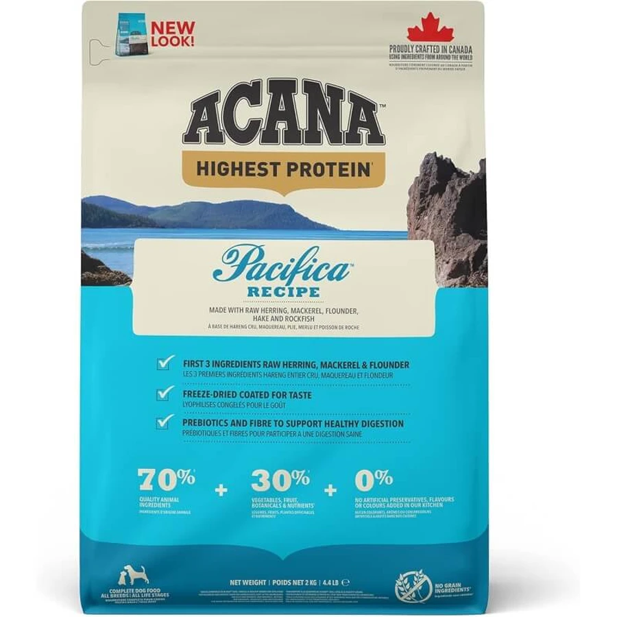 Acana Pacifica, recette au poisson - Aliment complet pour chiens de toutes tailles et à tous les stades de leur vie, 2 kg