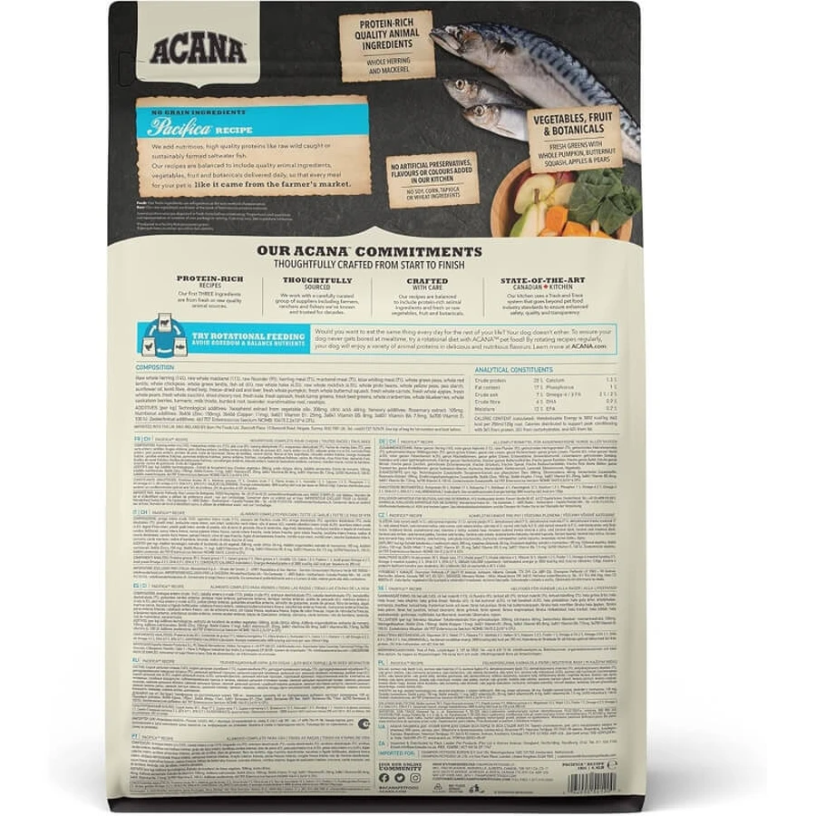 Acana Pacifica, recette au poisson - Aliment complet pour chiens de toutes tailles et à tous les stades de leur vie, 2 kg