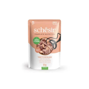Schesir Tonijn- en zalmfilets in gelei – Compleet kattenvoer, 85 g
