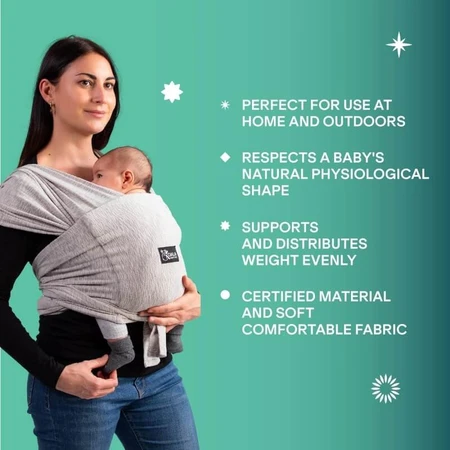 Koala Babycare Cuddle Band – Verstellbare, vorgebundene Babytrage, hellgrau