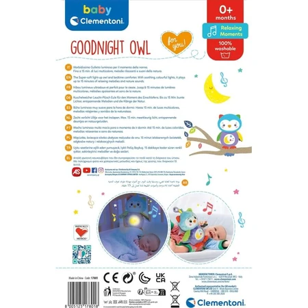Clementoni Good Night Owl - Interactief knuffeldier met nachtlampje 17801