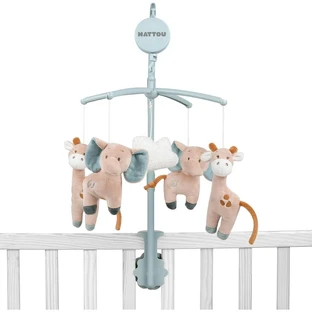 Nattou Luna & Axel – Musik-Mobile aus Holz mit Plüschtieren, 50 cm
