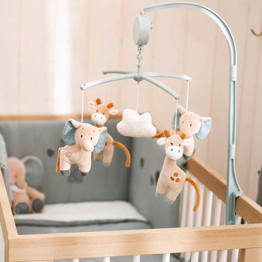 Nattou Luna & Axel – Musik-Mobile aus Holz mit Plüschtieren, 50 cm