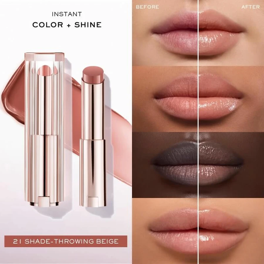 Lancôme Lip Idole Butterglow - Bálsamo labial con color n.º 21, «Shade-Throwing Beige»