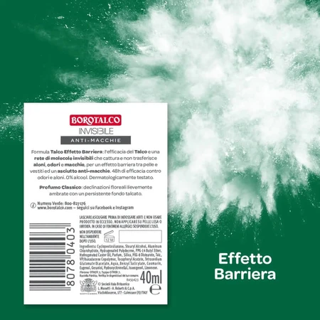Invisible Borotalco - Talkdeodorant met 48-uurs barrière-effect, gasvrije spray, 75 ml