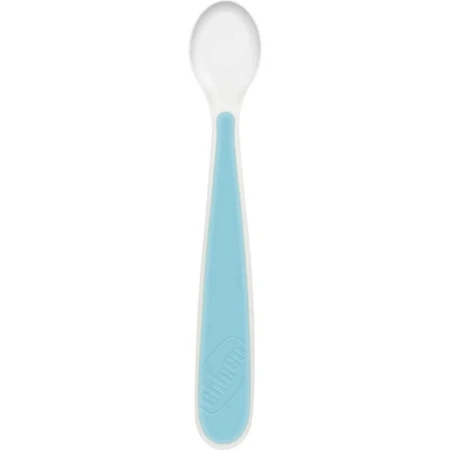 Chicco Easy Start - Set de silicona para la introducción de alimentos sólidos en bebés a partir de los 6 meses - Azul claro