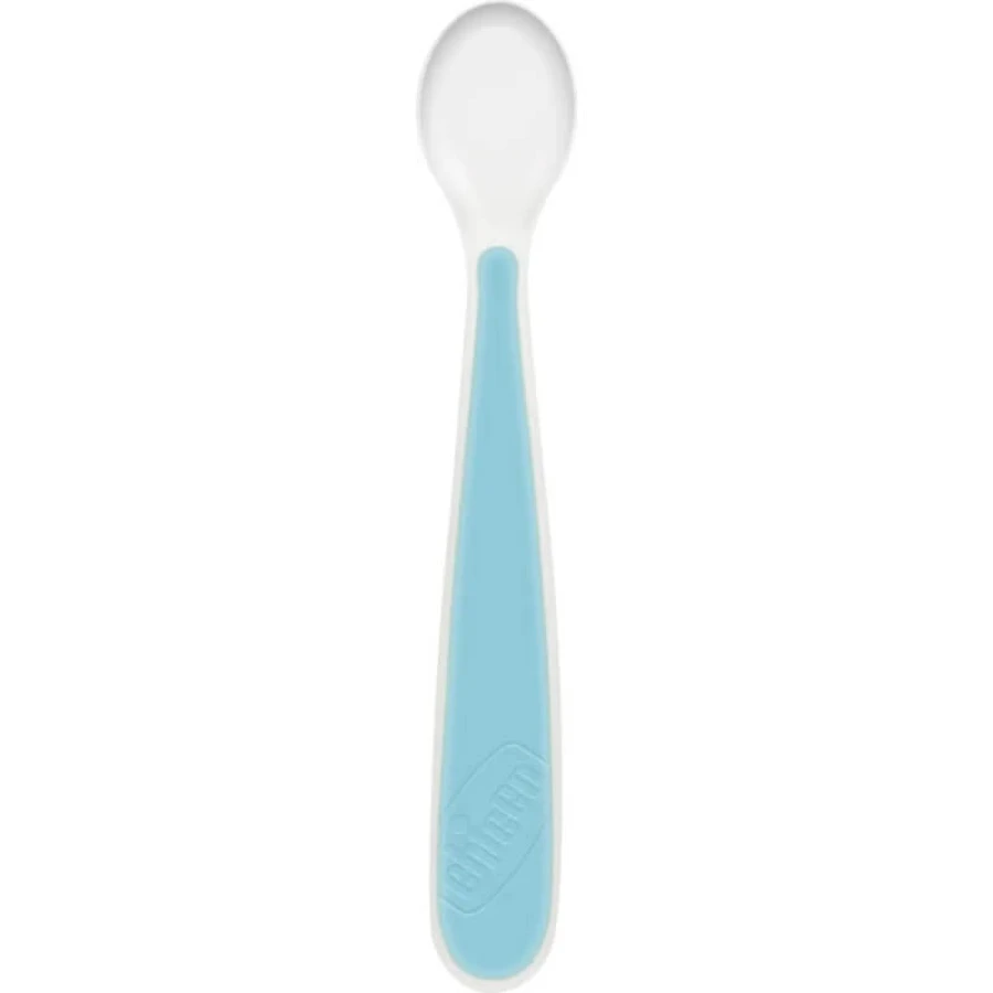 Chicco Easy Start - Set de silicona para la introducción de alimentos sólidos en bebés a partir de los 6 meses - Azul claro