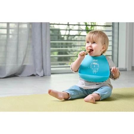 Chicco Easy Start - Set de silicona para la introducción de alimentos sólidos en bebés a partir de los 6 meses - Azul claro