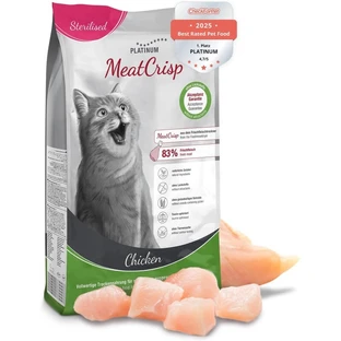 Platinum Meatcrisp Chicken - Pienso completo para gatos adultos castrados, 1,5 kg