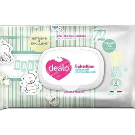 Toallitas limpiadoras Dealo 72 XL con leche y coco