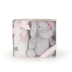 Cangaroo-Geschenkset für Neugeborene – Weiche Fleece-Decke mit rosa Teddybär