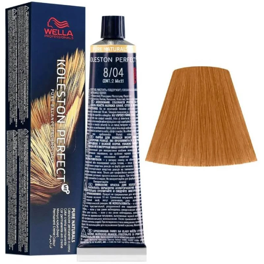 Wella Koleston Perfect Me+ - Hair Color No. 8/04 Natural Light Blonde with Copper Tones
