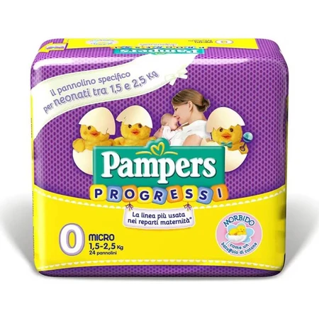 Pampers Progressi - 24 pañales tamaño micro n.º 0