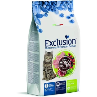 Exclusion Mediterraneo Noble Grain Chicken - Pienso completo para gatos adultos, 300 g