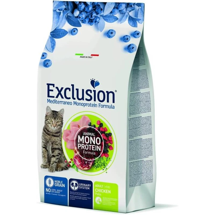 Exclusion Mediterraneo Noble Grain Chicken - Pienso completo para gatos adultos, 300 g