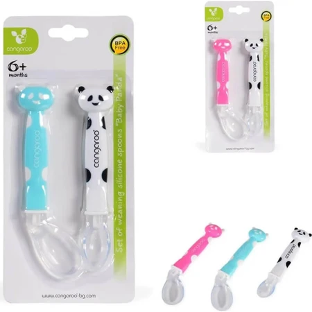 Cangaroo Baby Panda - 2 siliconen lepels - blauw