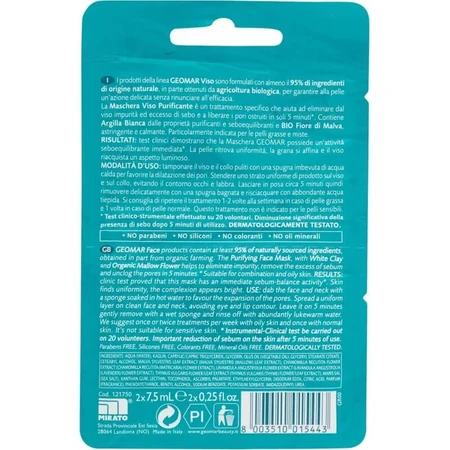Geomar Pure skin – mască facială purificatoare și matifiantă, 2 doze