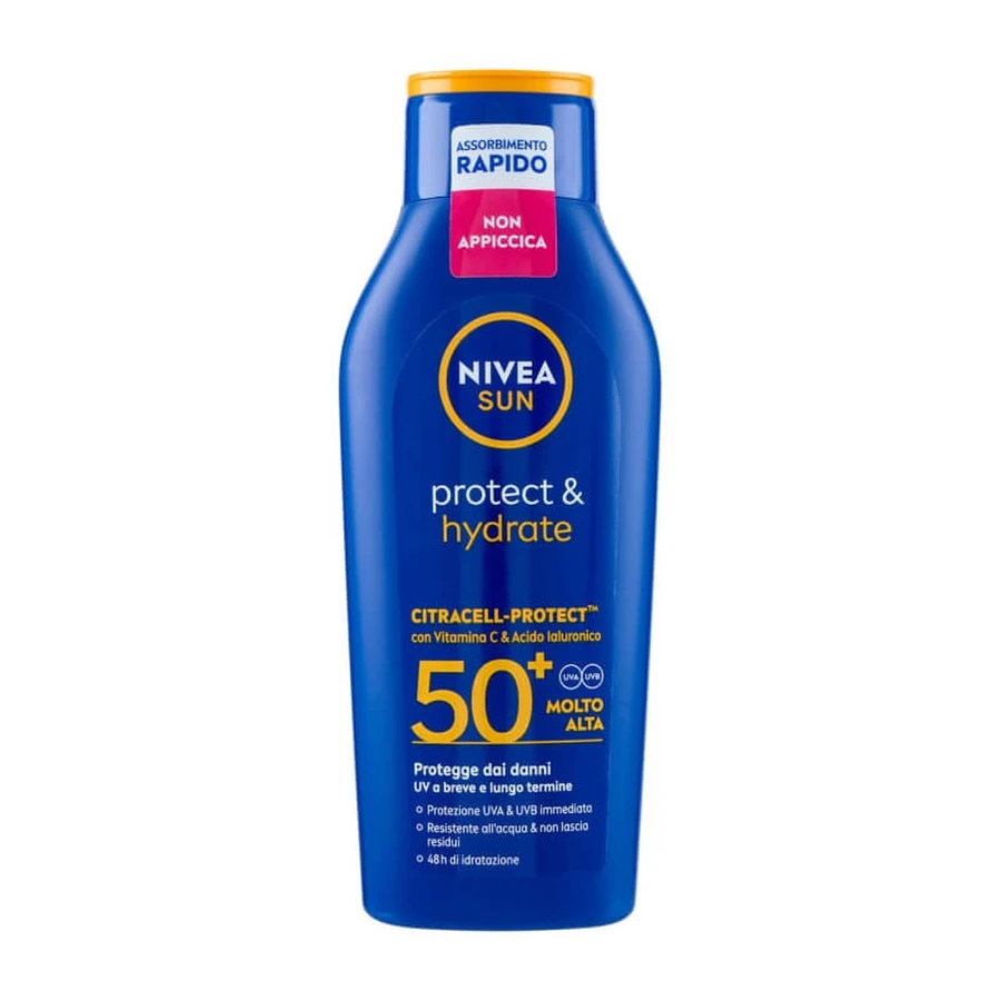 Nivea Sunscreen 50+ SPF Sun Protect &amp; Hydrate Sunscreen Lotion, Protection Level ATA, 400 ml