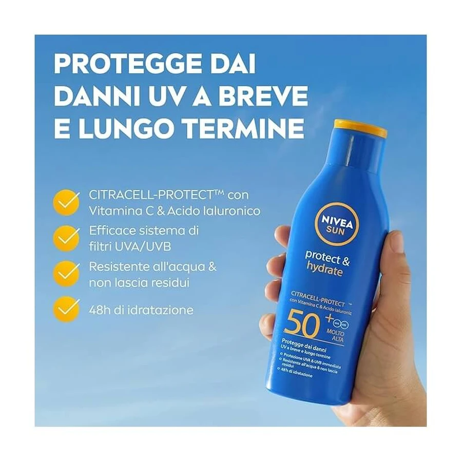 Nivea Sunscreen 50+ SPF Sun Protect &amp; Hydrate Sunscreen Lotion, Protection Level ATA, 400 ml