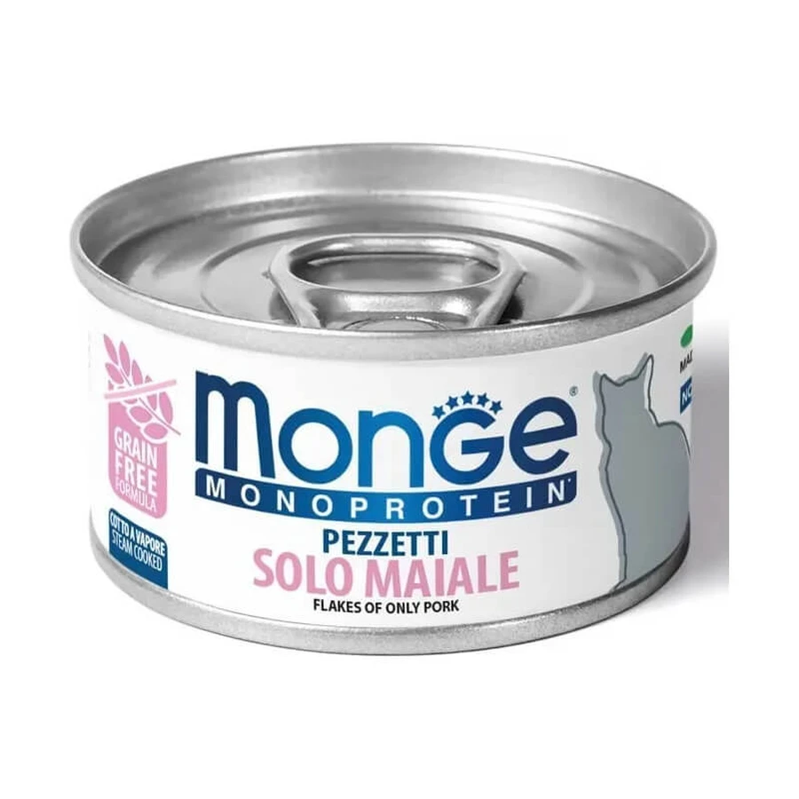 Monge Pezzetti Solo carne de cerdo - Comida húmeda para gatos, 80 g