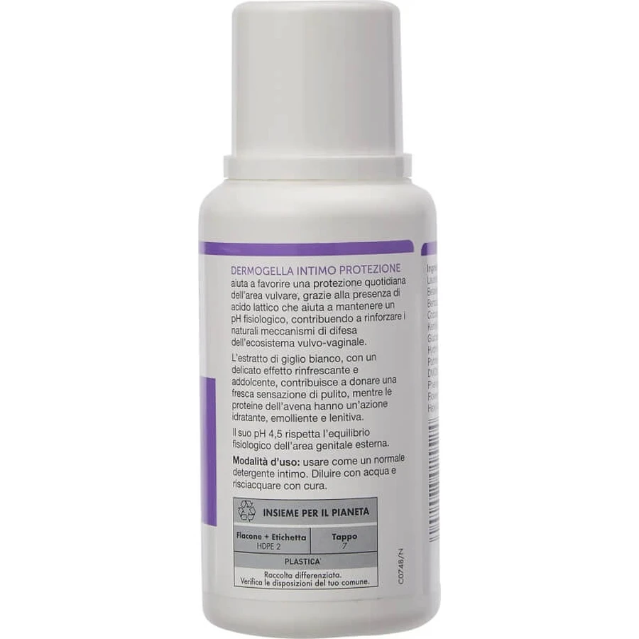 Dermogella Intimwaschgel mit Milchsäure, Weißlilien-Extrakt und Haferproteinen, 200-ml-Flasche