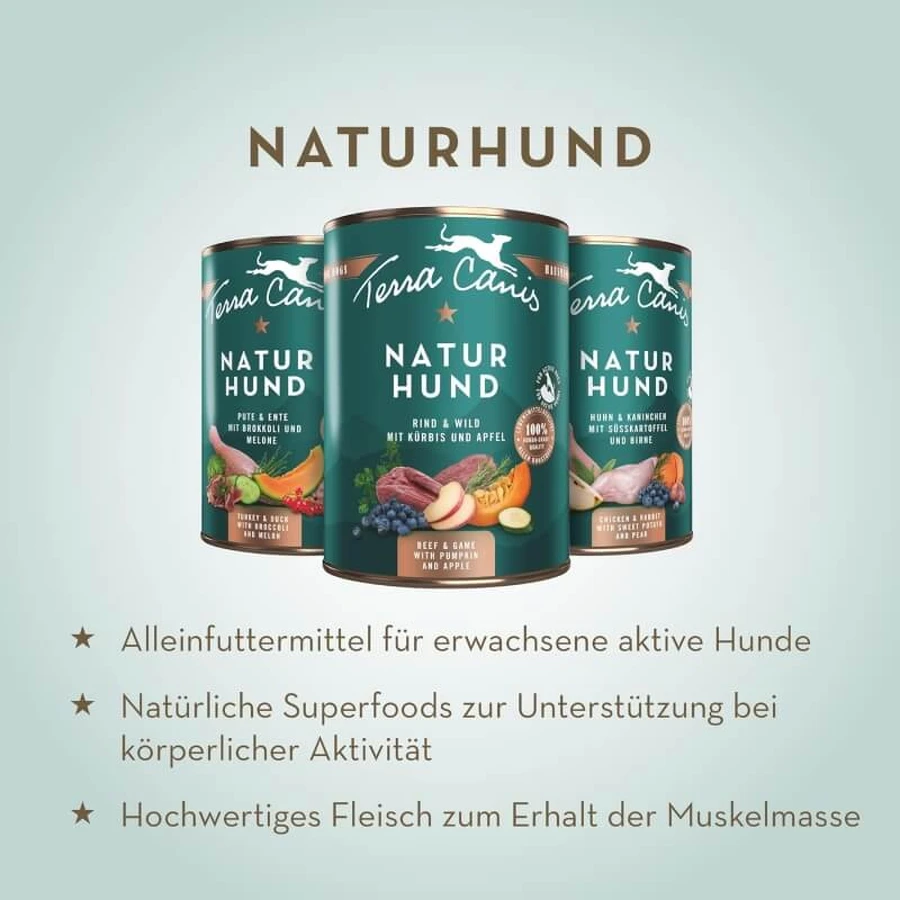 Terra Canis Naturhund Turkey and Duck - Complete Wet Dog Food, 800 g