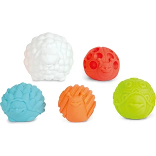 Bolas sensoriales con forma de animales de Clementoni: juego de 5 bolas sensoriales, a partir de 3 meses