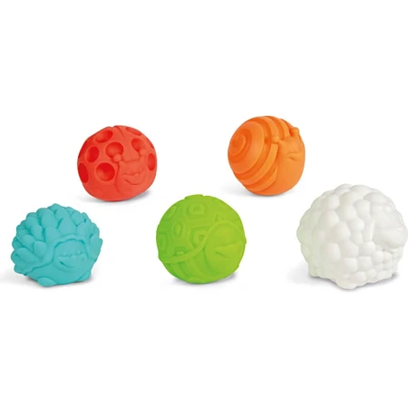 Bolas sensoriales con forma de animales de Clementoni: juego de 5 bolas sensoriales, a partir de 3 meses