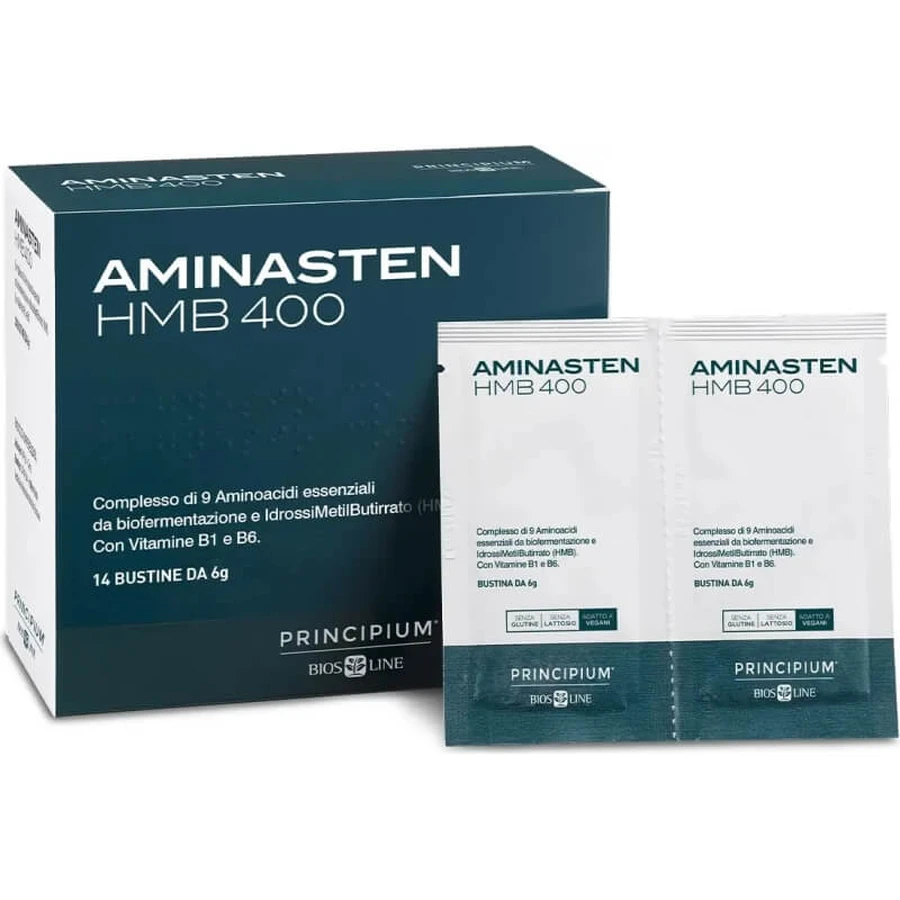 Principium Aminasten HMB 400 - Supplement tegen vermoeidheid en uitputting, 14 zakjes