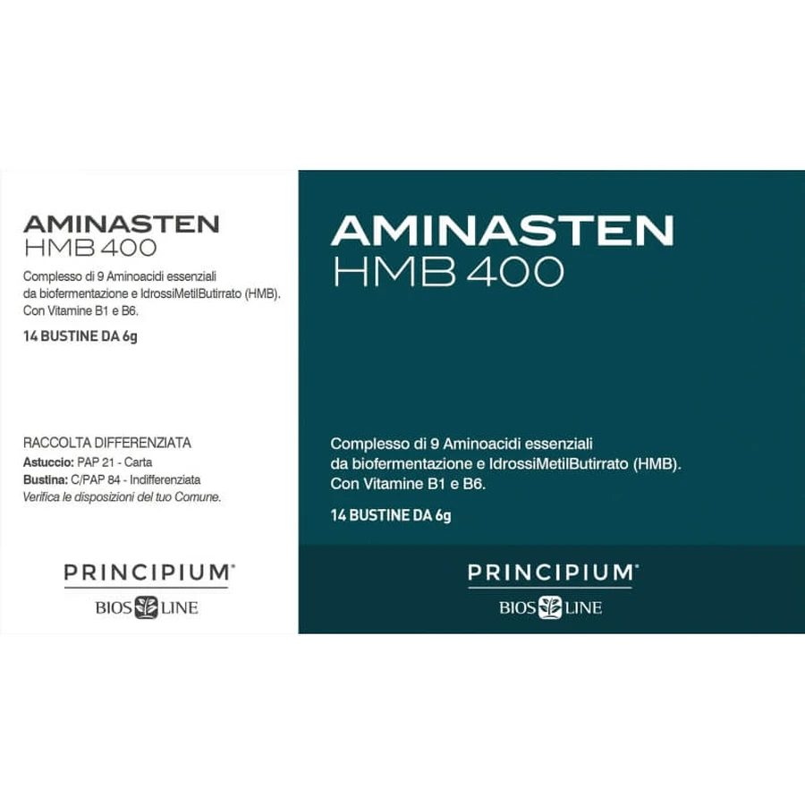 Principium Aminasten HMB 400 - Supplement tegen vermoeidheid en uitputting, 14 zakjes